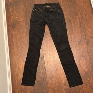 Tory Burch Black Corduroy stretchy Super Skinny Straight Jeans size 26